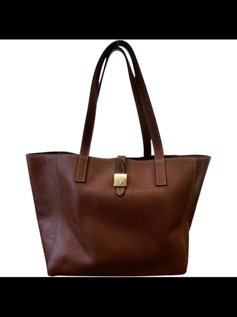 Mulberry Brown Leather Tote with Gold Hardware